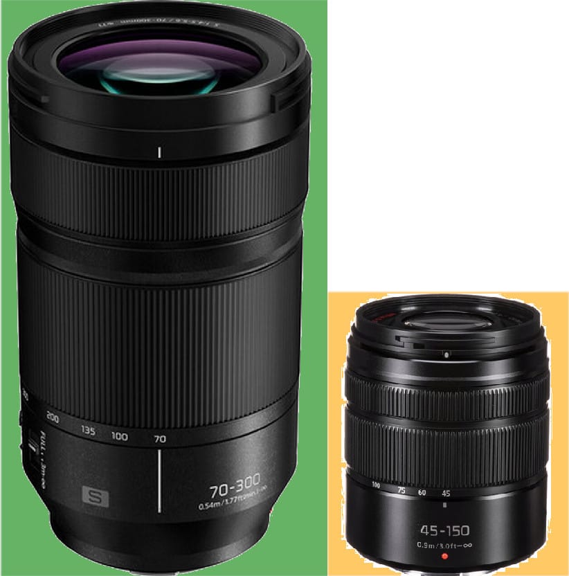 Same focal length telephoto lens on each system: real-world size comparison